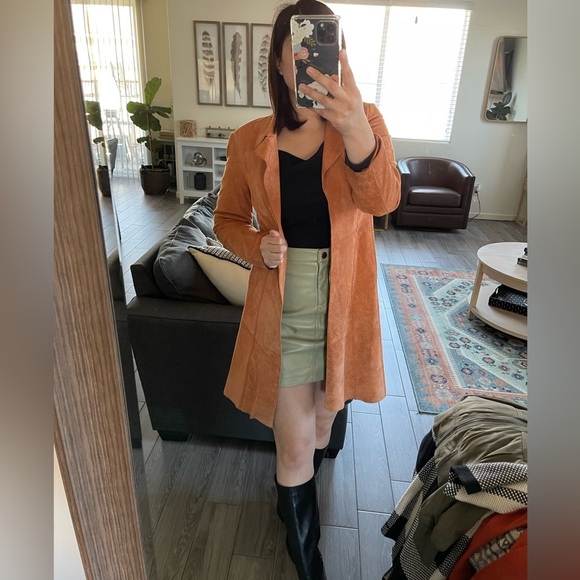 70’s Style Western Leather Jacket-Vintage Coat in Rust,Size 10•••Long Line - Picture 5 of 16